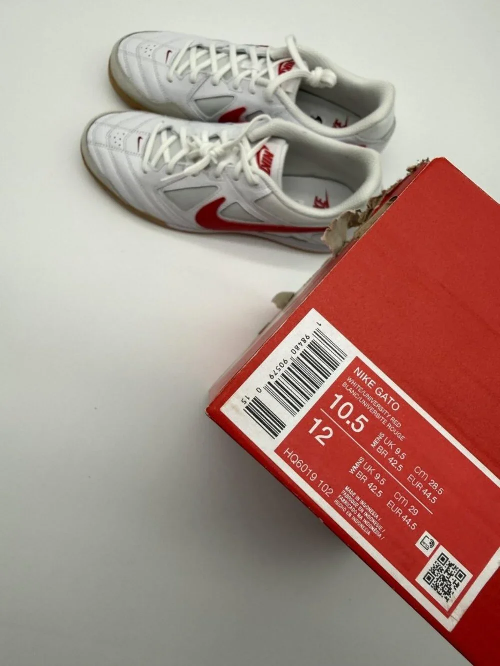 New Nike Gato Shoes Men's Size 10.5 White Red Gum Indoor Court Soccer HQ6019 102